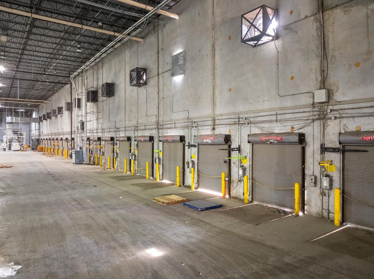 Interior dock row of a distribution building