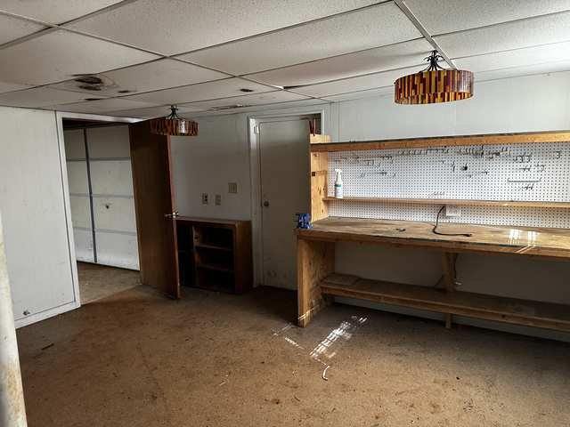 Half basement with built-in workbench
